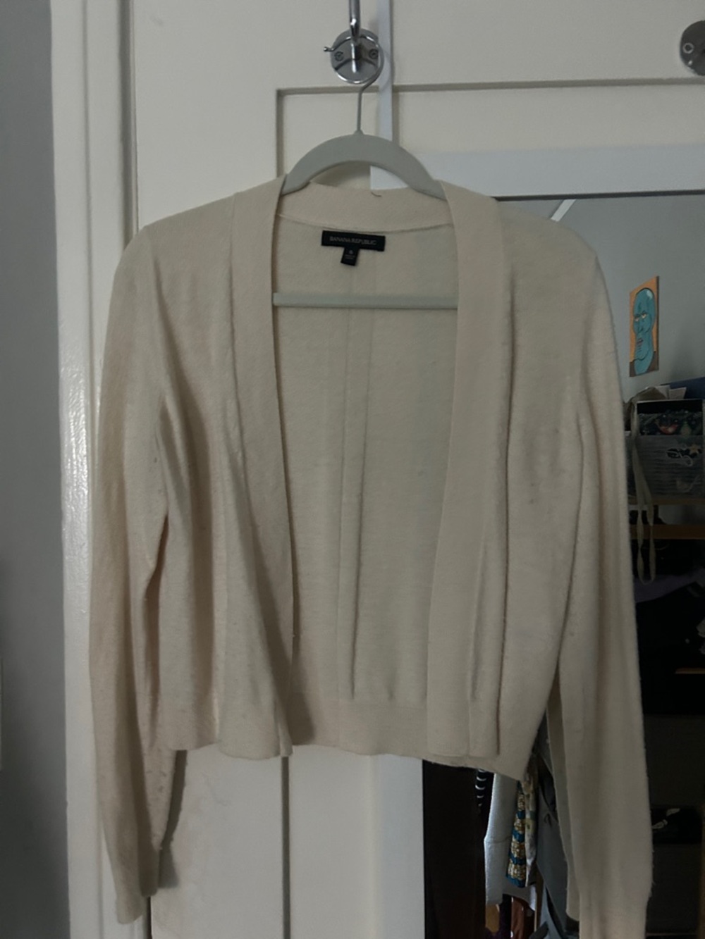 Banana Republic Cream Open-Front Lightweight Cardigan